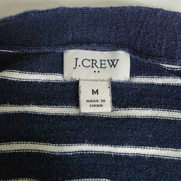 J.Crew Navy White Striped Open Front Cardigan M - Picture 5 of 7